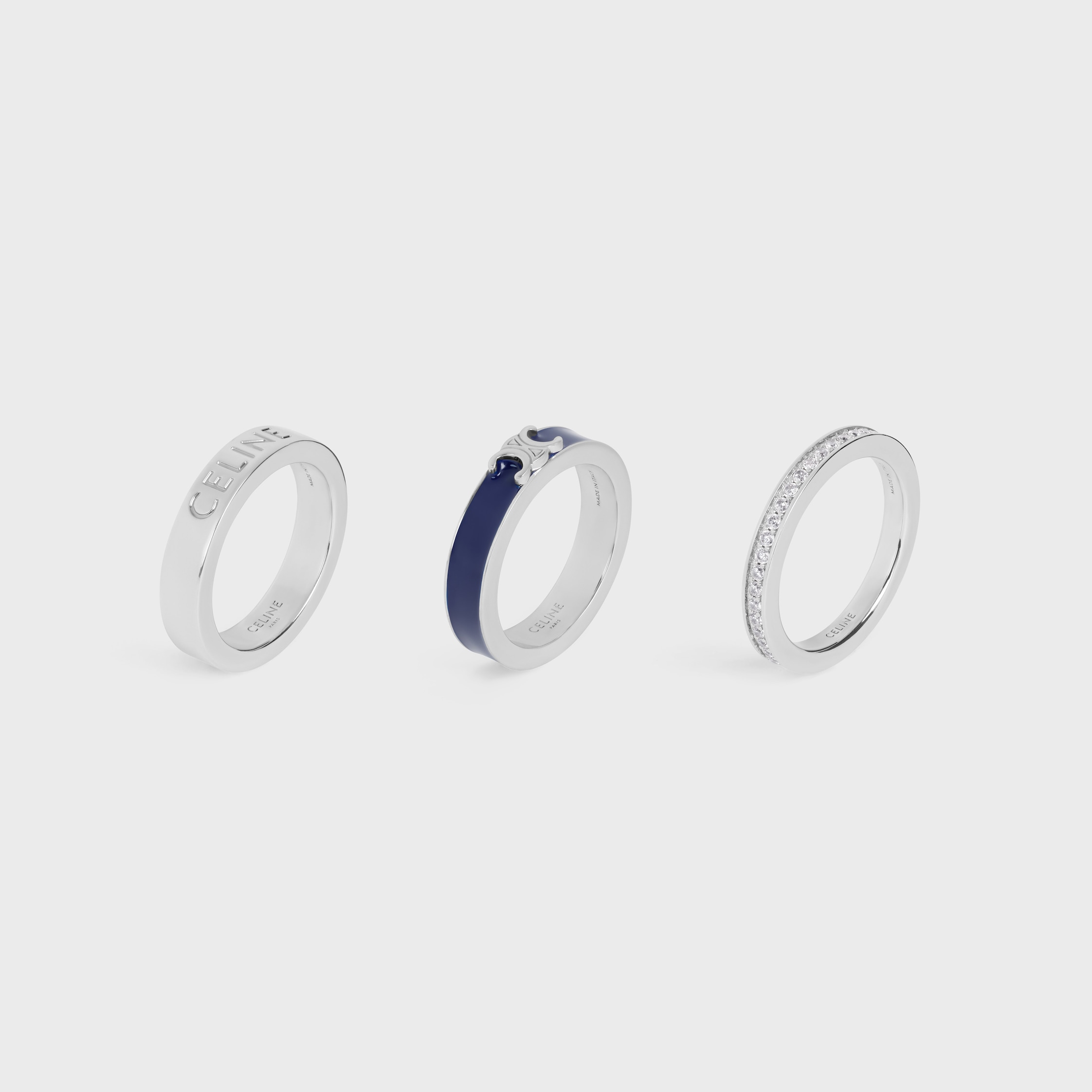 CELINE ボルト リング / エナメル、ストラス、ロジウムフィニッシュ
