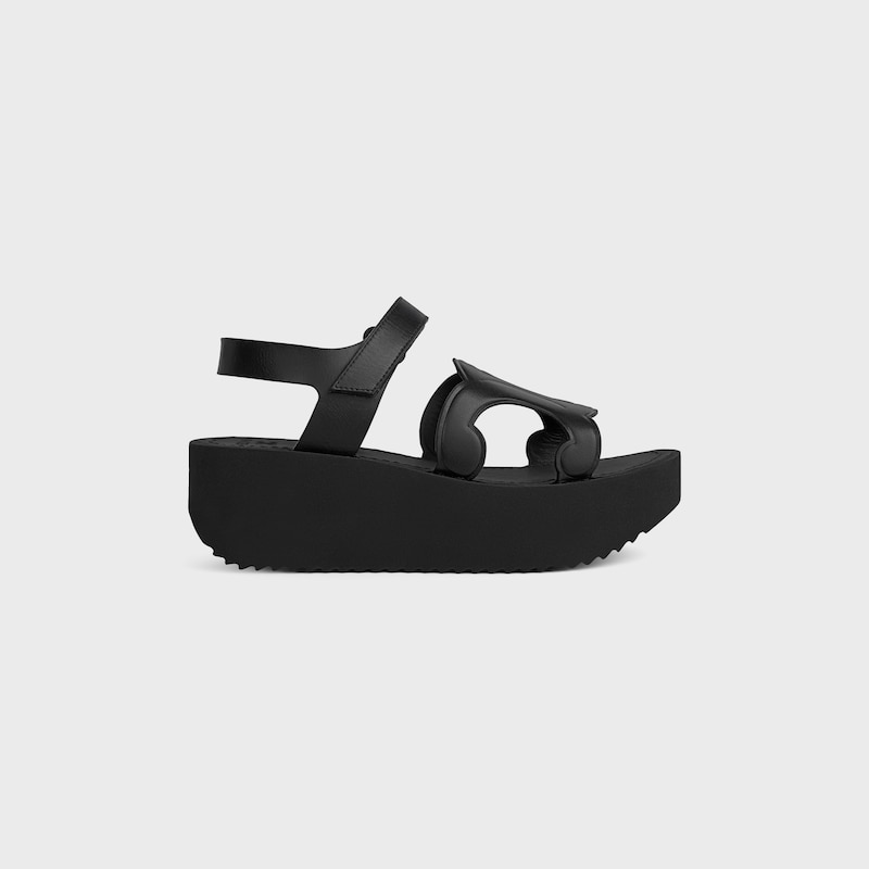 SUNNY SANDAL IN Calfskin - Vegetal Tanning - BLACK -  - 1 | CELINE