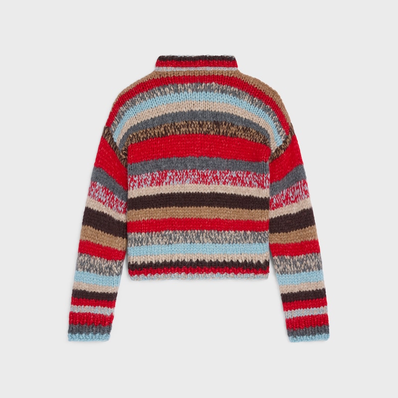 polo sweater IN MOULINE ALPACA AND WOOL - RED/MULTICOLOR -  - 1 | CELINE