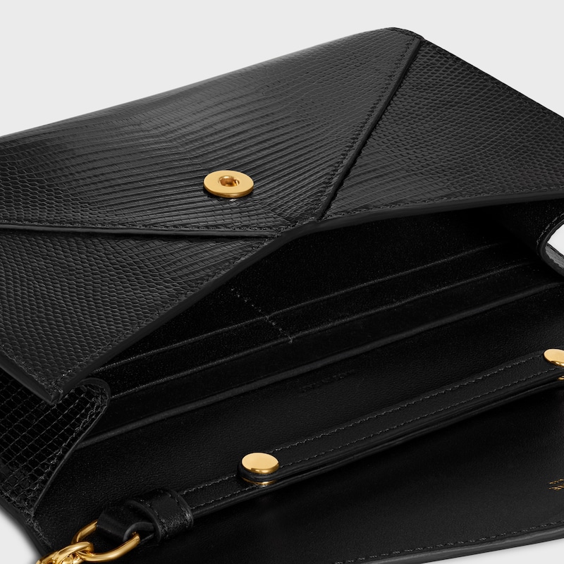 ENVELOPE WALLET ON CHAIN IN lizard - BLACK - WALLETS ON CHAIN - 1 | CELINE