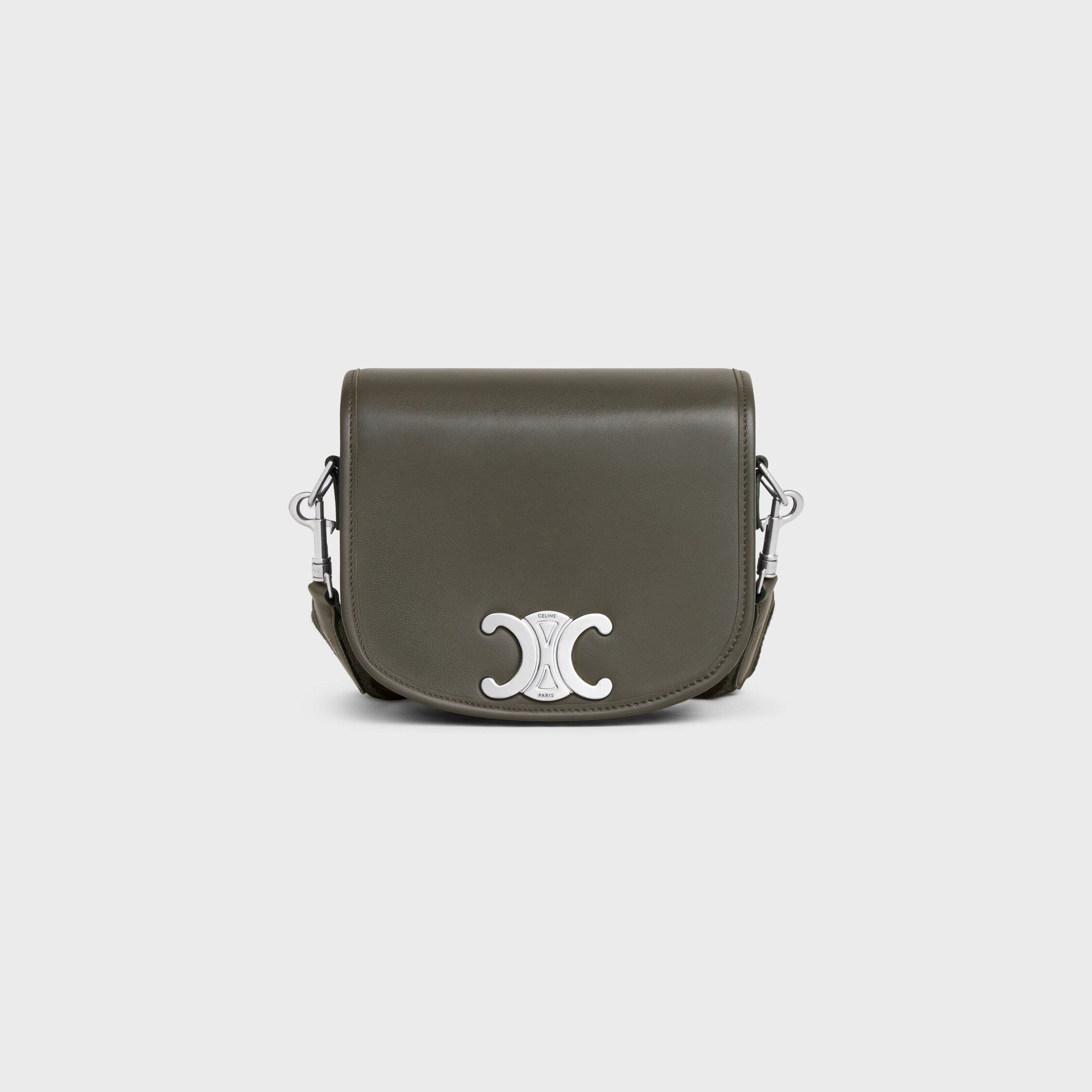 ショルダーバッグ Celine Small Besace Strap Triomphe In Supple Calfskin SMALL BESACE STRAP TRIOMPHE IN SUPPLE NATURAL CALFSKIN