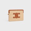 SMALL POUCH WITH STRAP CUIR TRIOMPHE IN RAFFIA EFFECT TEXTILE AND CALFSKIN - NATURAL / TAN - POUCHES AND TECH ACCESSORIES - 3 | CELINE