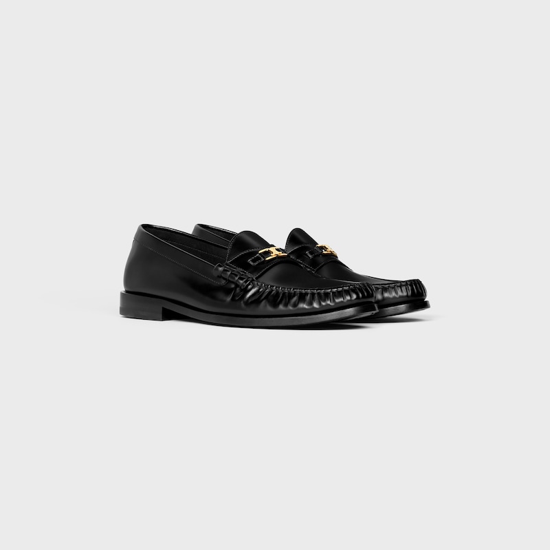 CELINE LUCO Triomphe Loafer in POLISHED BULL - BLACK -  - 1 | CELINE