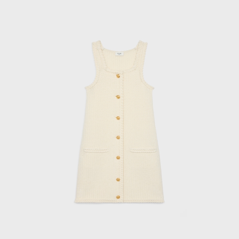 mini apron dress in cotton - OFF WHITE -  - 1 | CELINE