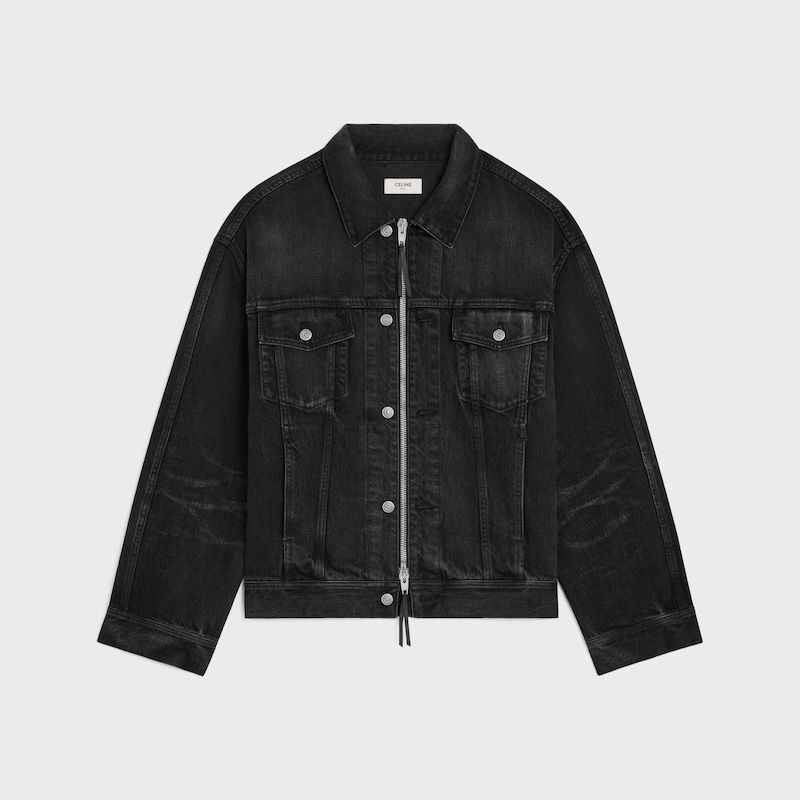 trucker jacket IN cotton denim - MAX BLACK WASH -  - 1 | CELINE