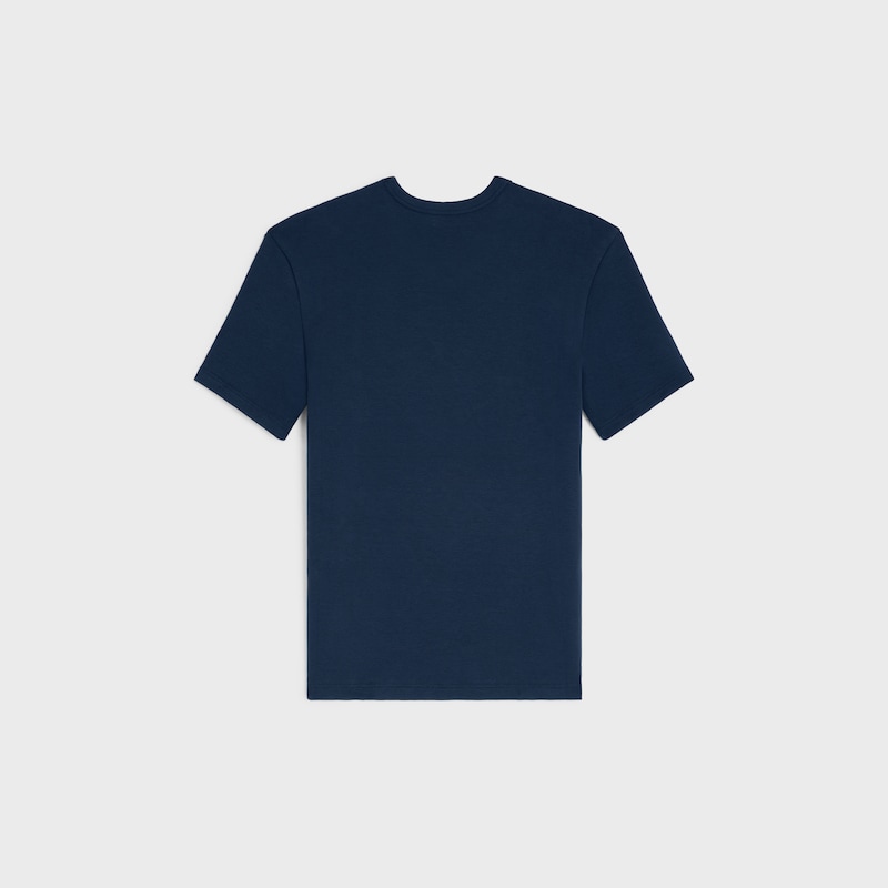 t-shirt triomphe jersey coton côtelé - NAVY/OFF WHITE -  - 1 | CELINE