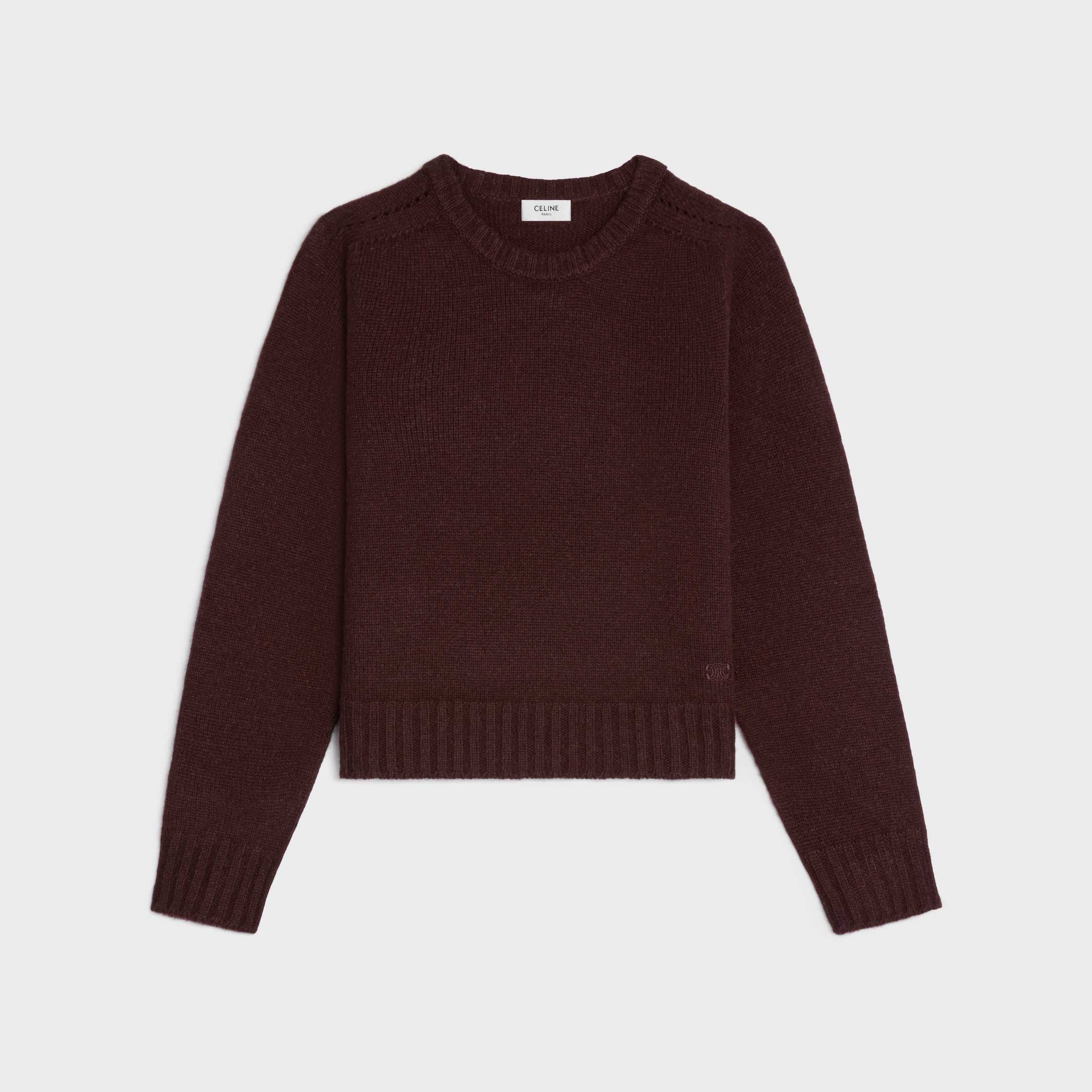 crewneck sweater IN SEAMLESS CASHMERE - BROWN | CELINE