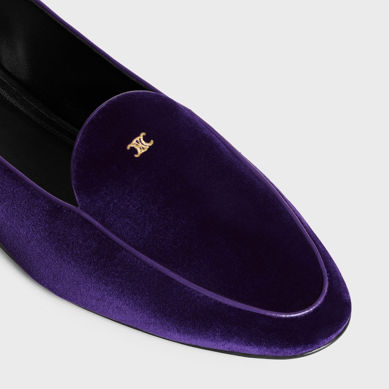 AURA LOAFER WITH TRIOMPHE IN Velvet - PURPLE -  - 1 | CELINE