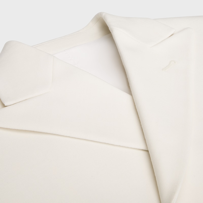 騎士風格彈性羊毛華達呢外套 - 白色 -  - 1 | CELINE