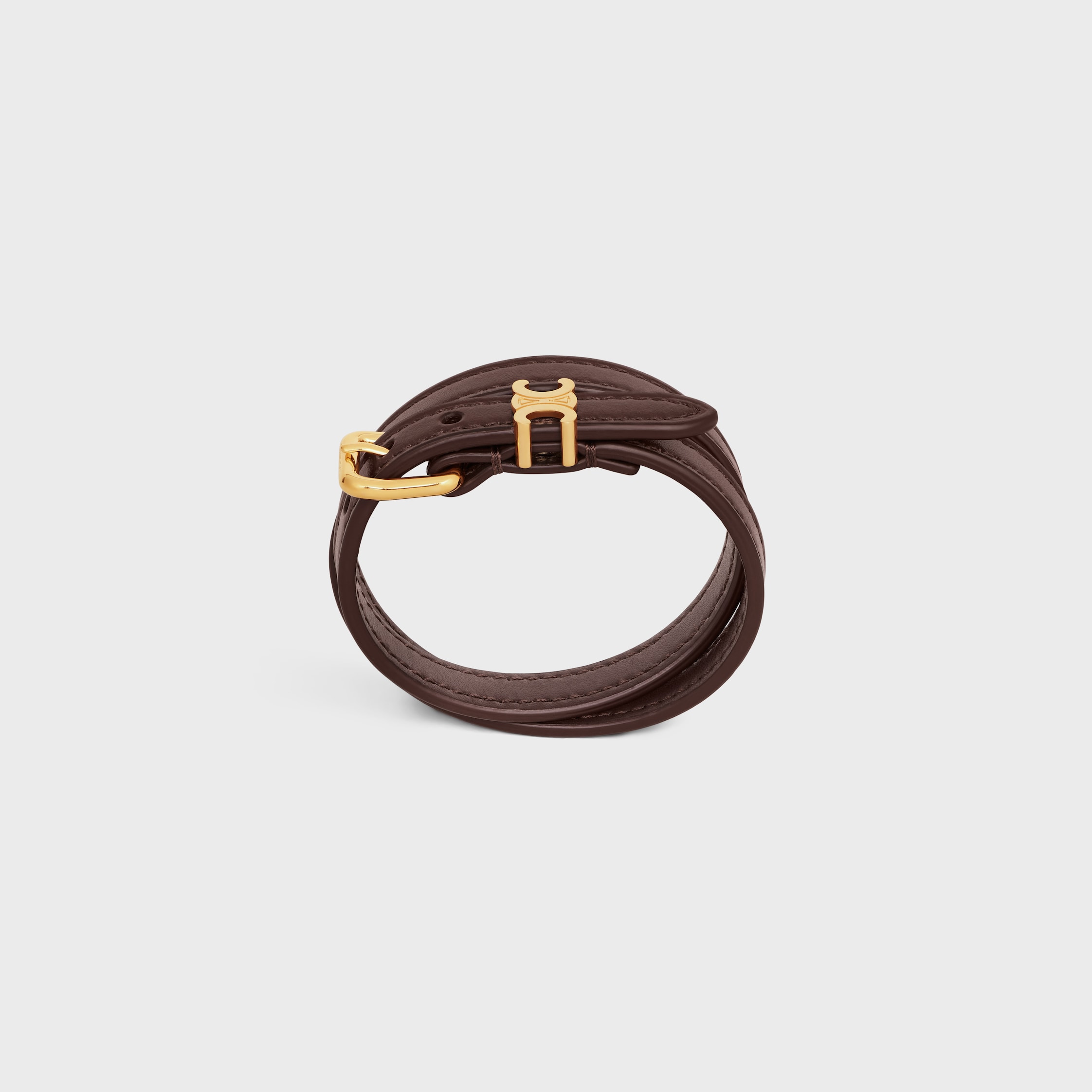 24PF new/CELINE 真鍮＆レザーブレスレット Bracelet Brown 24PF new/CELINE 真鍮＆レザーブレスレット Bracelet Brown