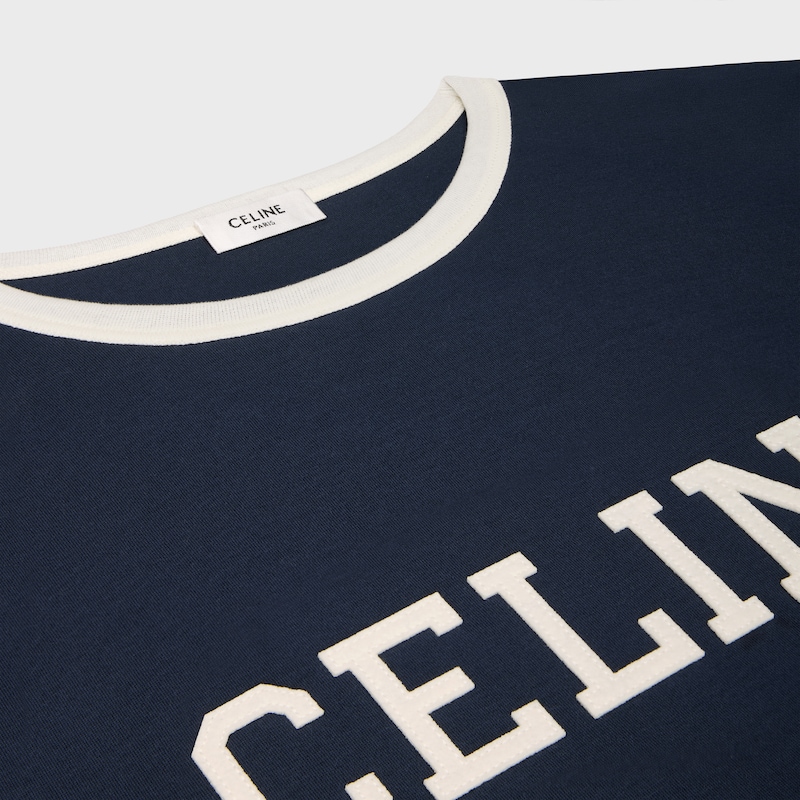 celine regular t-shirt in cotton jersey - WASHED WHITE/NAVY -  - 1 | CELINE