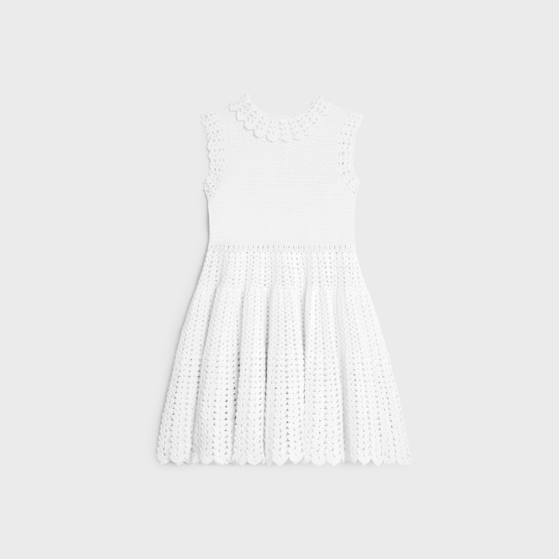 mini robe crochet coton - OPTIC WHITE -  - 1 | CELINE