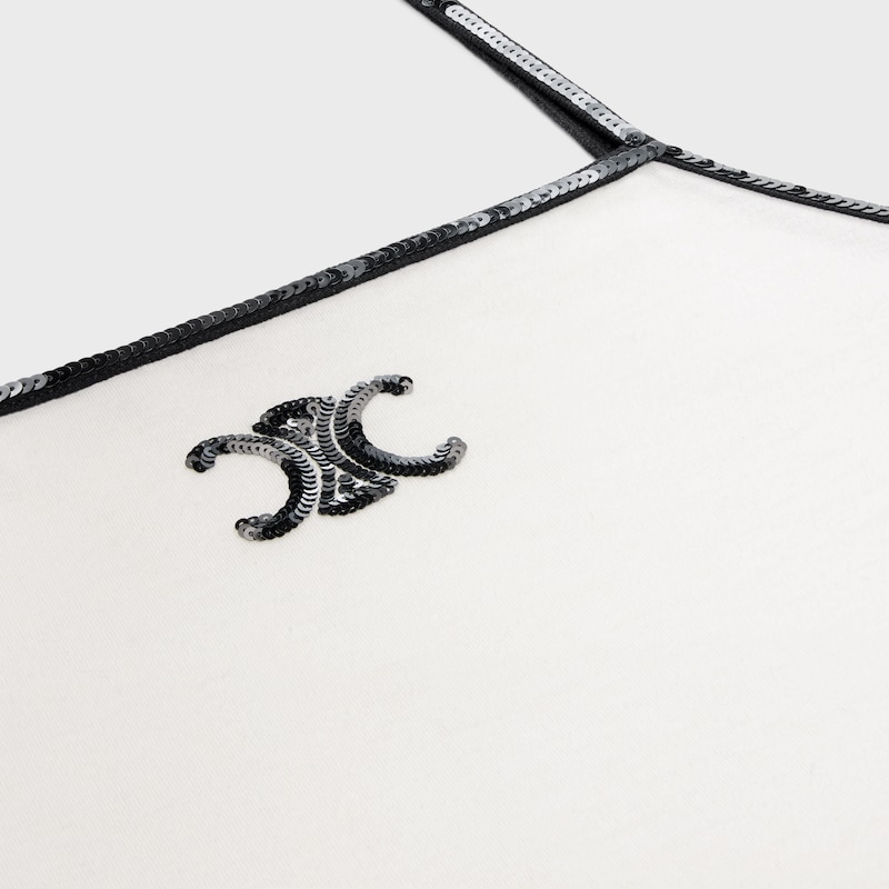 embroidered triomphe tank top in cotton jersey - OFF WHITE / BLACK -  - 1 | CELINE