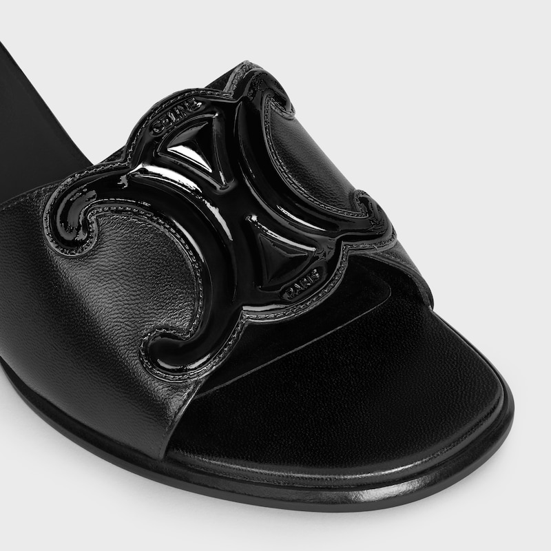 CELINE CLEMENCE MULE IN LAMBSKIN AND PATENT CALFSKIN - BLACK -  - 1 | CELINE