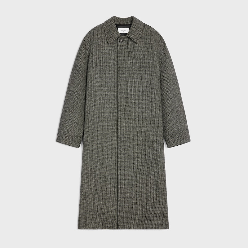 mac coat IN CHECKED WOOL TWEED - Gris/Militaire -  - 1 | CELINE
