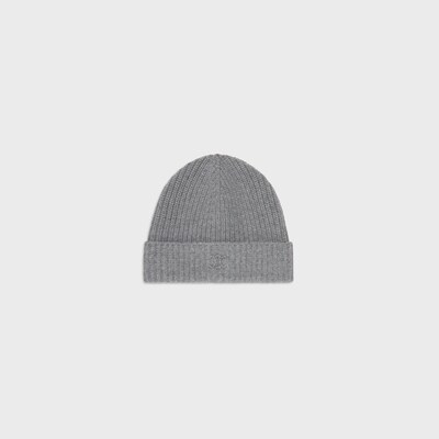 triomphe beanie in scottish cashmere - MEDIUM GREY -  - 3 | CELINE