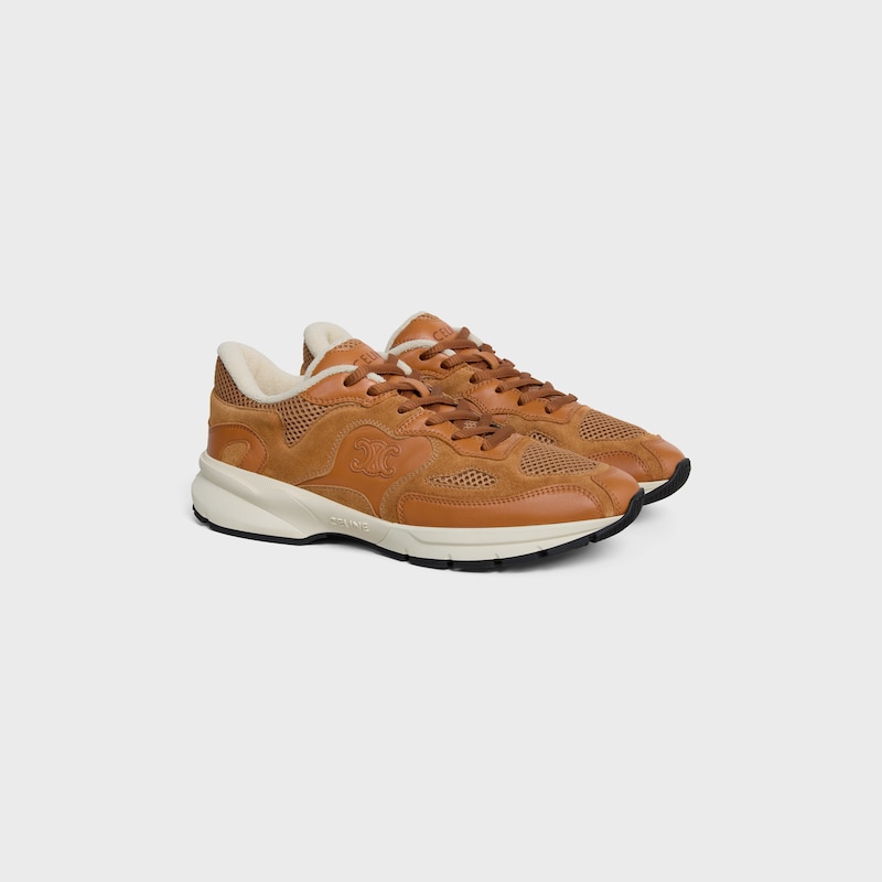 RUNNER SNEAKER IN CALFSKIN, SUEDE CALFSKIN AND MESH - SAHARA -  - 1 | CELINE