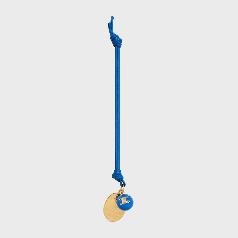 MAISON CELINE MEDALLION CHARM IN SMOOTH LAMBSKIN AND METAL - ULTRA BLUE - BAG CHARMS - 1 | CELINE