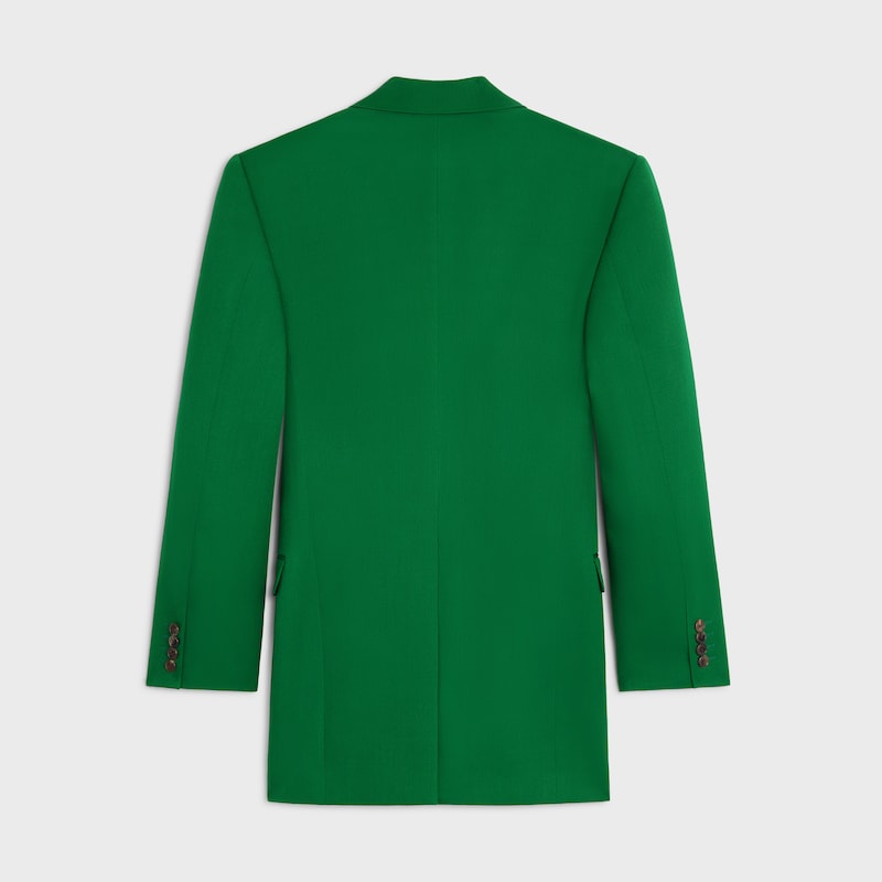 CHAQUETA DE CORTE RECTO DE LANA DIAGONAL - VERDE BOTELLA -  - 1 | CELINE