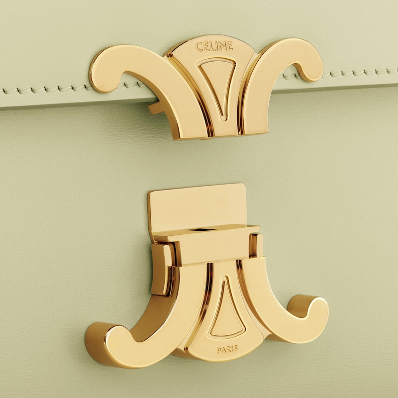 Teen Triomphe Bag in shiny calfskin - ALMOND GREEN - SHOULDER BAGS - 1 | CELINE