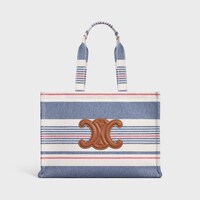 Large Cabas Thais in STRIPED TEXTILE AND CALFSKIN - MULTICOLOR - OTHER LINES - 1 | CELINE