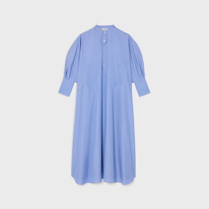 shirt dress IN cotton poplin - BLEU -  - 1 | CELINE