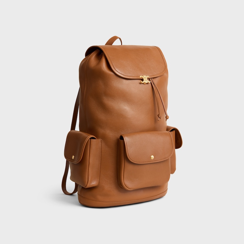 BIG BACKPACK SOFT TRIOMPHE IN SUPPLE SHINY LAMBSKIN - SOFT TAN - BACKPACKS - 1 | CELINE