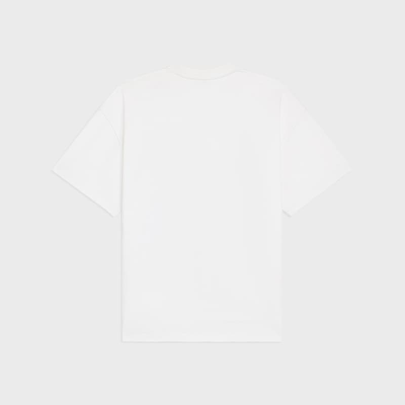 CAMISETA HOLGADA DE PUNTO DE ALGOD&Oacute;N - BLANCO CRUDO / ROJO CEREZA -  - 1 | CELINE