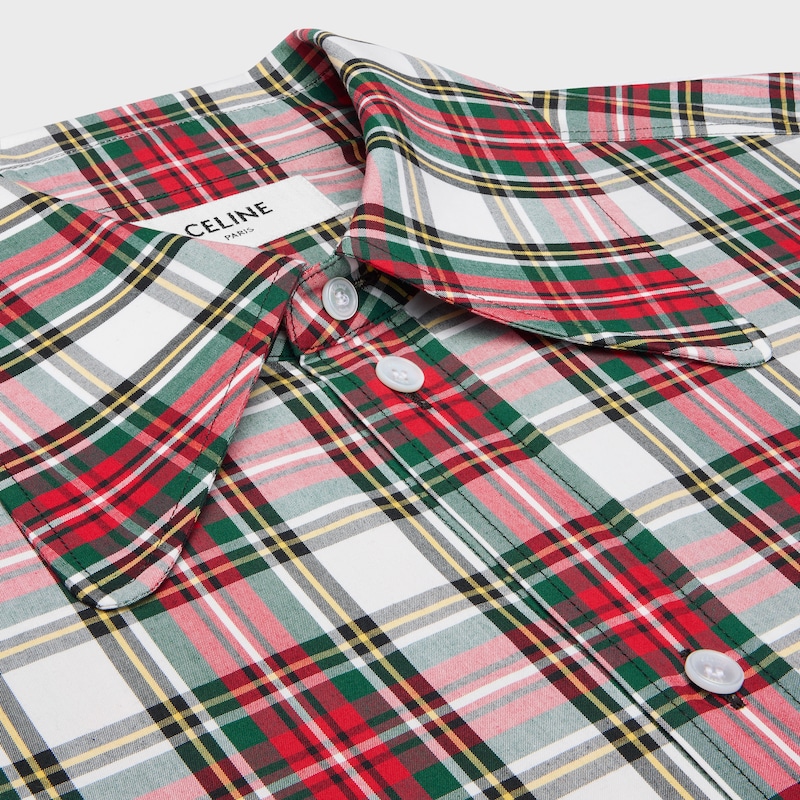 shirt IN tartan cotton - WHITE/RED/GREEN -  - 1 | CELINE