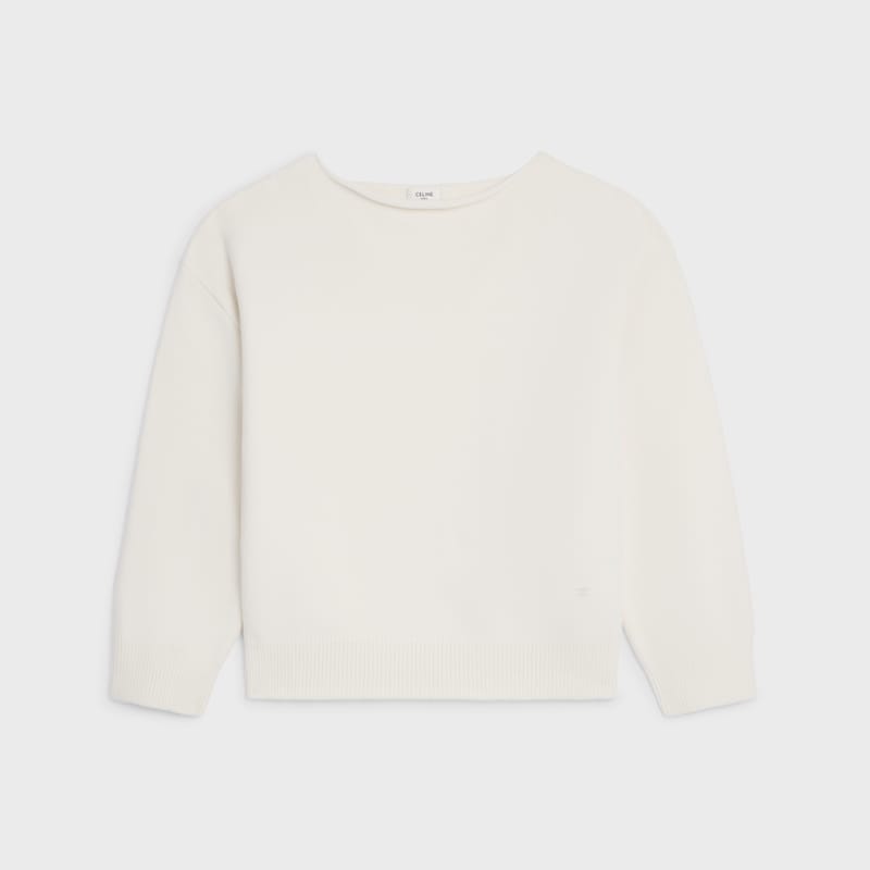 boatneck sweater IN wool and cashmere - WHITE -  - 1 | CELINE