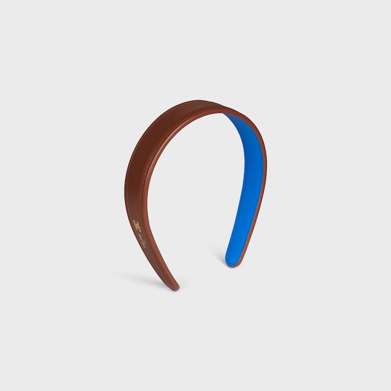 CELINE BICOLOR HEADBAND IN LAMBSKIN - BROWN / ULTRA BLUE - HAIR ACCESSORIES - 1 | CELINE