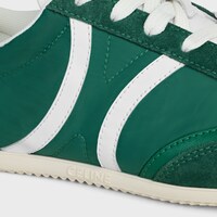 CELINE JOGGER LOW LACE-UP SNEAKER WITH TRIOMPHE IN NYLON, SUEDE CALFSKIN AND CALFSKIN - Forest Green/Optic White -  - 1 | CELINE