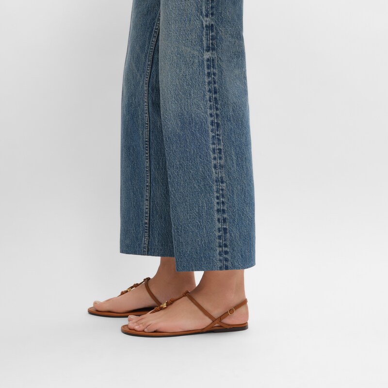 Sandalo penny in morbida pelle di vitello - COGNAC -  - 1 | CELINE