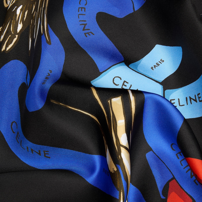 square IN silk twill - NOIR/MULTICOLORE -  - 1 | CELINE