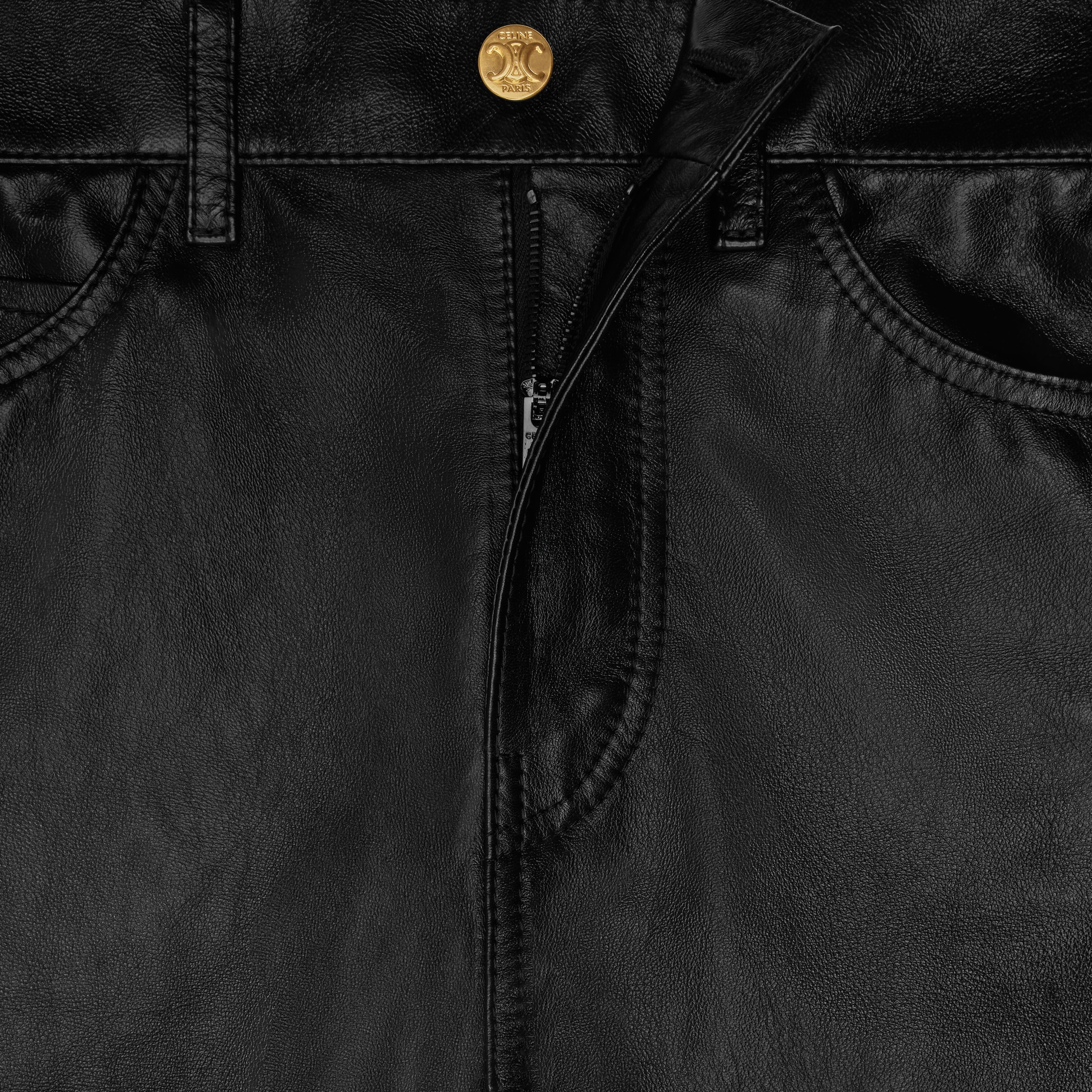 lulu jeans in soft lambskin - BLACK | CELINE