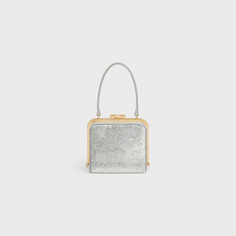 CELINE LANA MINAUDIERE in SUEDE CALFSKIN WITH STRASS - SILVER - EVENING BAGS - 1 | CELINE