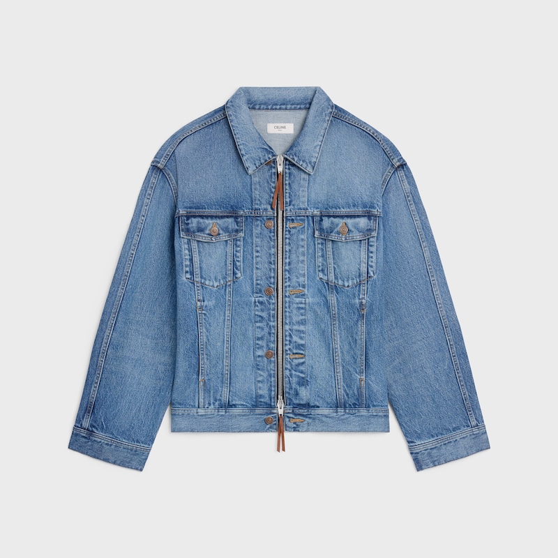 trucker jacket IN cotton denim - CLEAR WATERFALL -  - 1 | CELINE