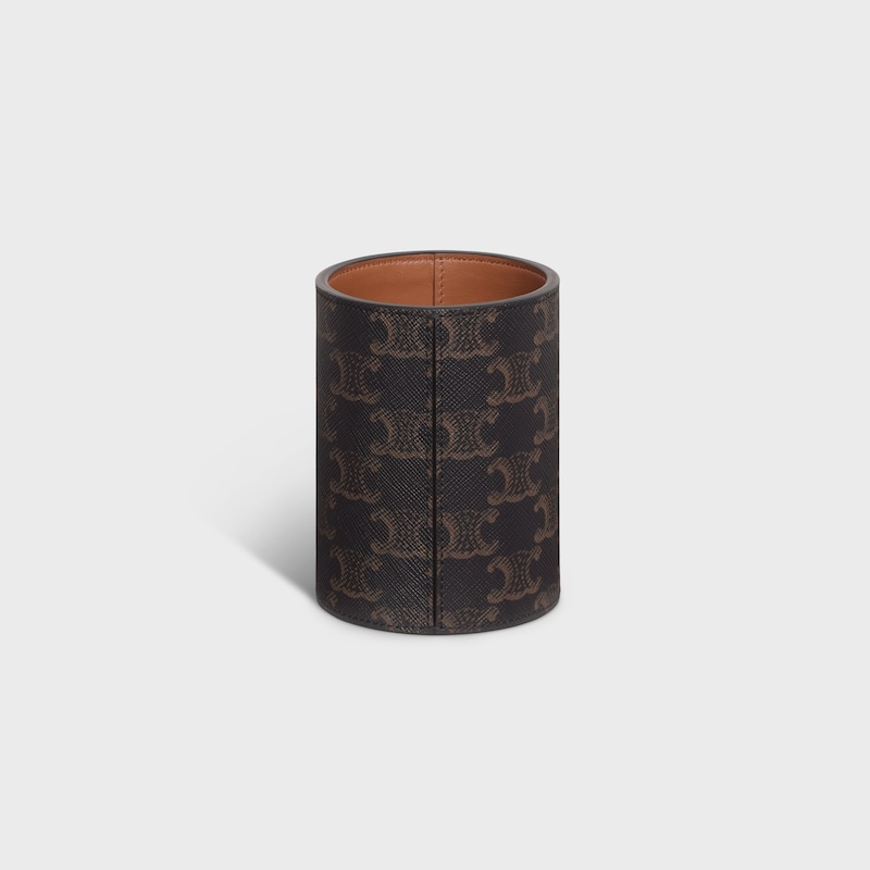 Pencil Holder in Triomphe Canvas - TAN - CELINE MAISON - 1 | CELINE