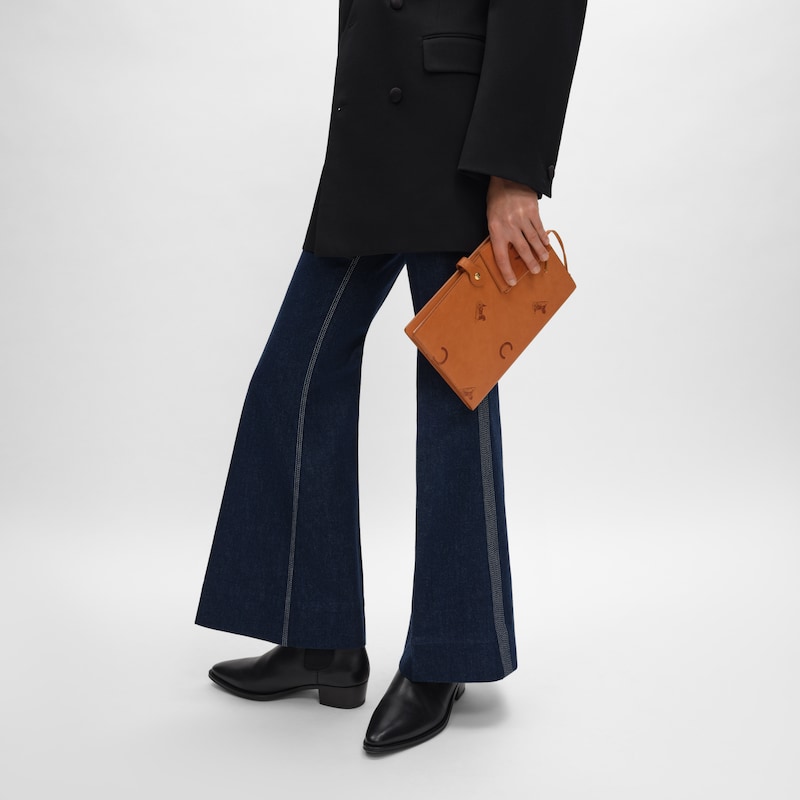 LARGE NOTEBOOK COVER WITH POUCH IN STAMPED NATURAL CALFSKIN - TAN - NEW COLLECTION MEN - 1 | CELINE