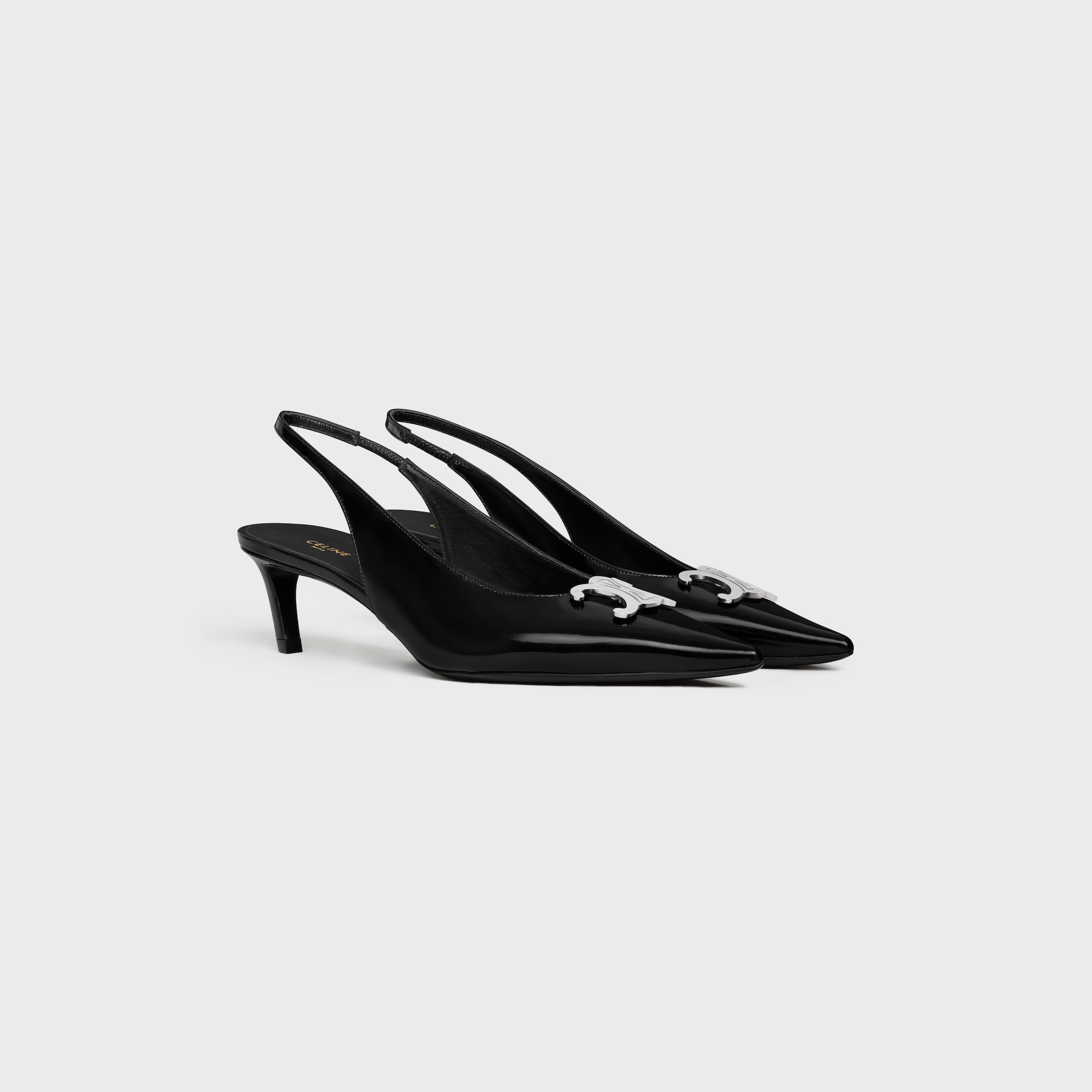 CELINE ALMA TRIOMPHE SLINGBACK in GLOSSY CALFSKIN - BLACK
