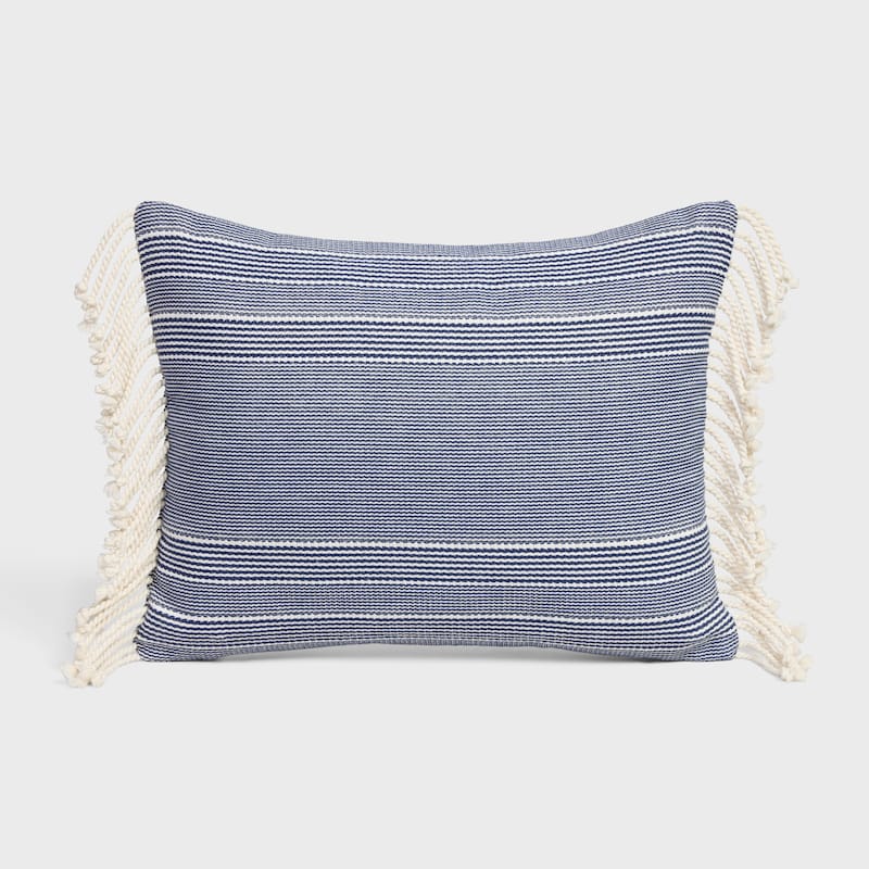 Triomphe條紋棉質軟墊 - 米白色 / 海軍藍 -  - 1 | CELINE
