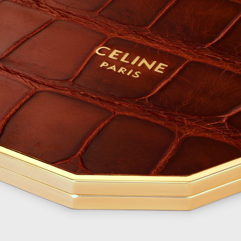 MIRROR IN POROSUS CROCODILE AND BRASS - BROWN - BEAUTY ACCESSORIES - 1 | CELINE