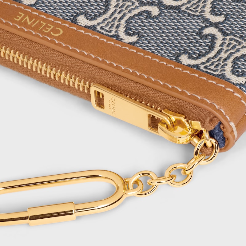 Coin Purse  IN JACQAURD TRIOMPHE ALL OVER - NAVY/ECRU - COIN AND CARD HOLDERS - 1 | CELINE