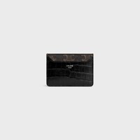 カードホルダー / トリオンフキャンバス & クロコダイル型押しカーフスキン - ブラック - トリオンフキャンバス - 1 | CELINE