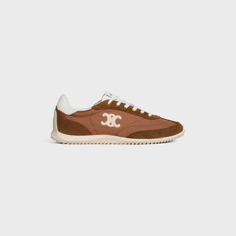 Sneaker deportiva celine baja con triomphe de nailon, ante de piel de becerro y piel de becerro
