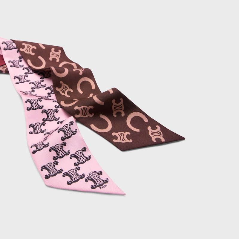 ribbon IN SILK TWILL - PINK/BROWN -  - 1 | CELINE