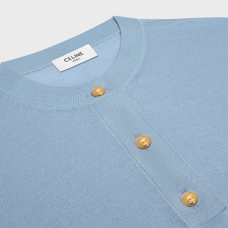 jersey con cuello redondo triomphe de lana fina - CELESTE -  - 1 | CELINE