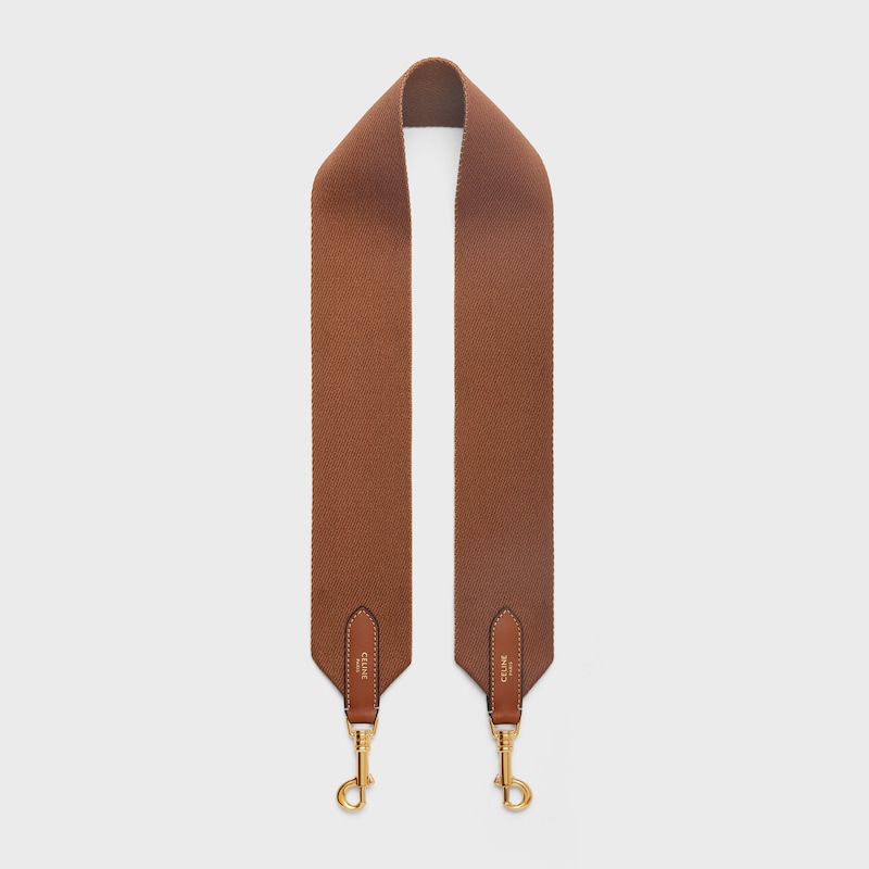 Long Strap in textile and calfskin - TAN - BAG CHARMS - 1 | CELINE