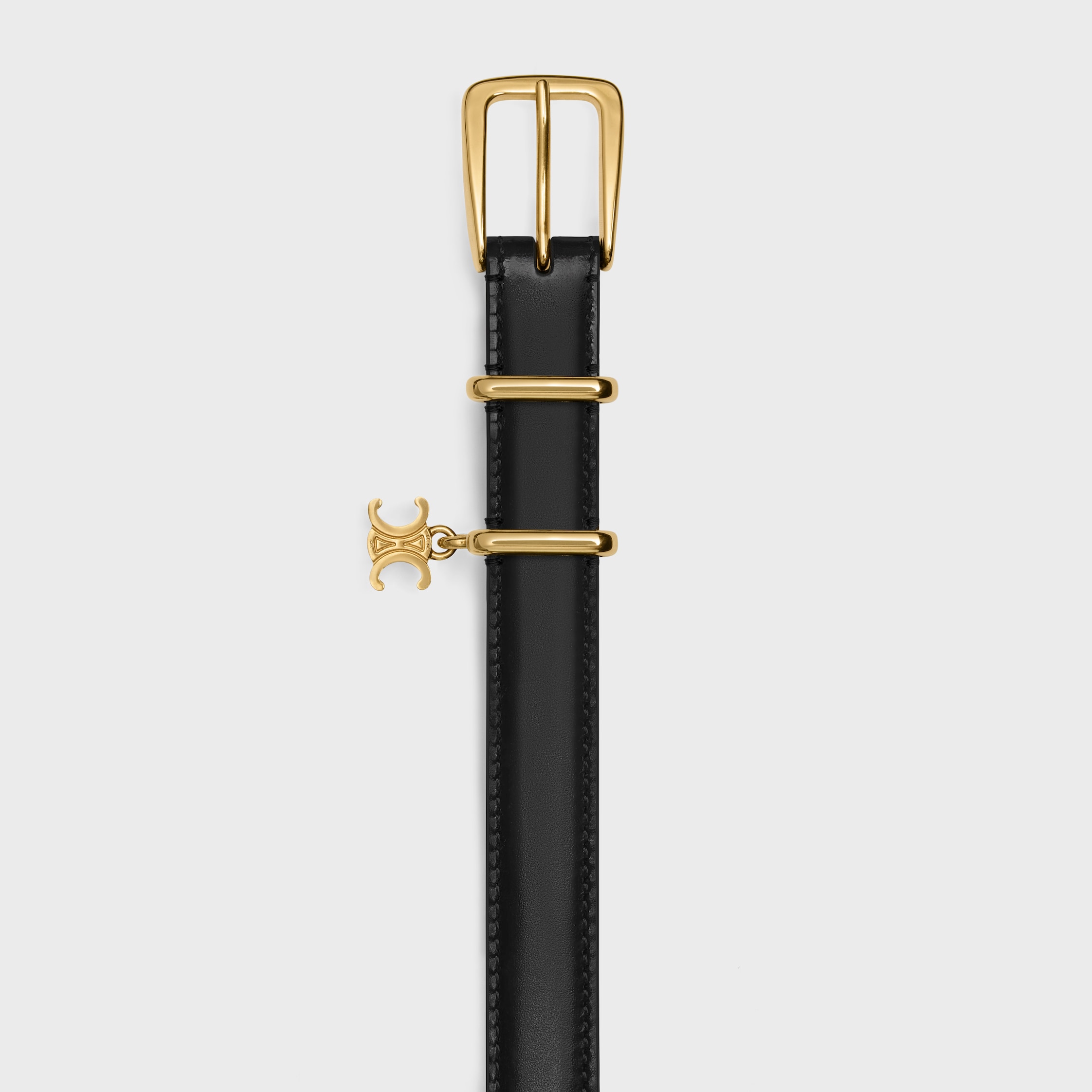 【美品】CELINE セリーヌ 凱旋門 ベルト ゴールド ブラック イタリア製 MEDIUM 25MM REVERSIBLE FRAMED TRIOMPHE BELT IN TAURILLON