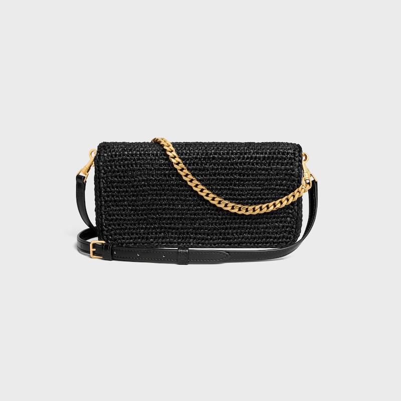 MULTIPOCHETTE IN RAFFIA - BLACK - MORE LINES - 1 | CELINE